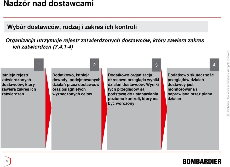 dostawców oraz osiągniętych wyznaczonych celów. 2 Dodatkowo organizacja okresowo przegląda wyniki działań dostawców.