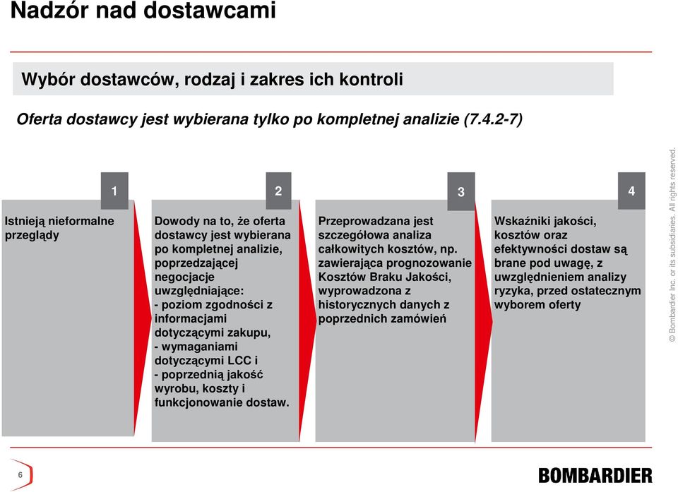 informacjami dotyczącymi zakupu, - wymaganiami dotyczącymi LCC i - poprzednią jakość wyrobu, koszty i funkcjonowanie dostaw.