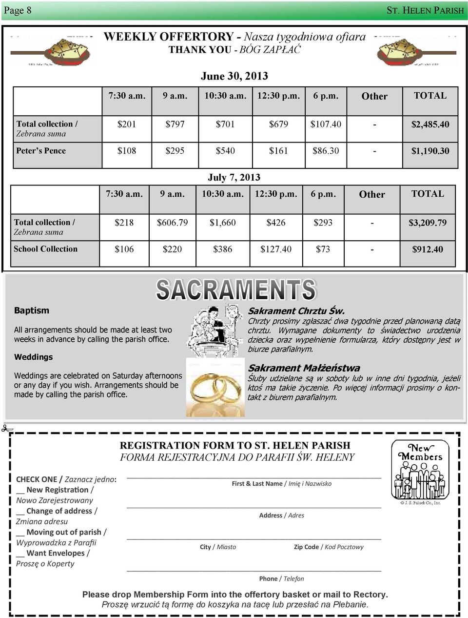 79 $1,660 $426 $293 - $3,209.79 School Collection $106 $220 $386 $127.40 $73 - $912.40 Baptism All arrangements should be made at least two weeks in advance by calling the parish office.