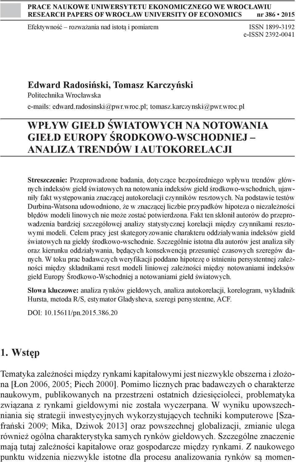 pl; tomasz.karczynski@pwr.wroc.