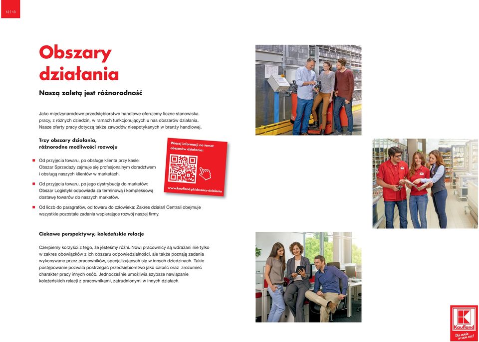 Trzy obszary działania, różnorodne możliwości rozwoju Więcej informacji na temat obszarów działania: Od przyjęcia towaru, po obsługę klienta przy kasie: Obszar Sprzedaży zajmuje się profesjonalnym