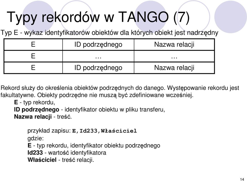 Obiekty podrzędne nie muszą być zdefiniowane wcześniej.