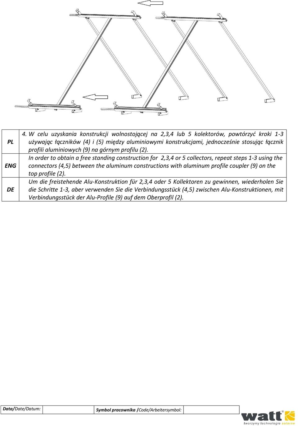 łącznik profili aluminiowych (9) na górnym profilu (2).
