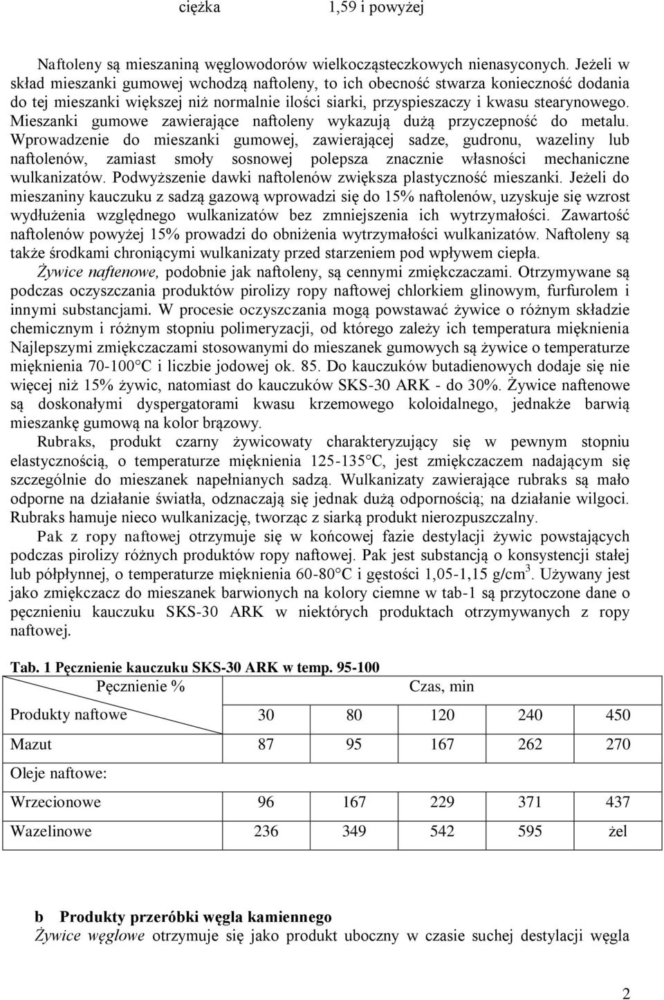 Mieszanki gumowe zawierające naftoleny wykazują dużą przyczepność do metalu.