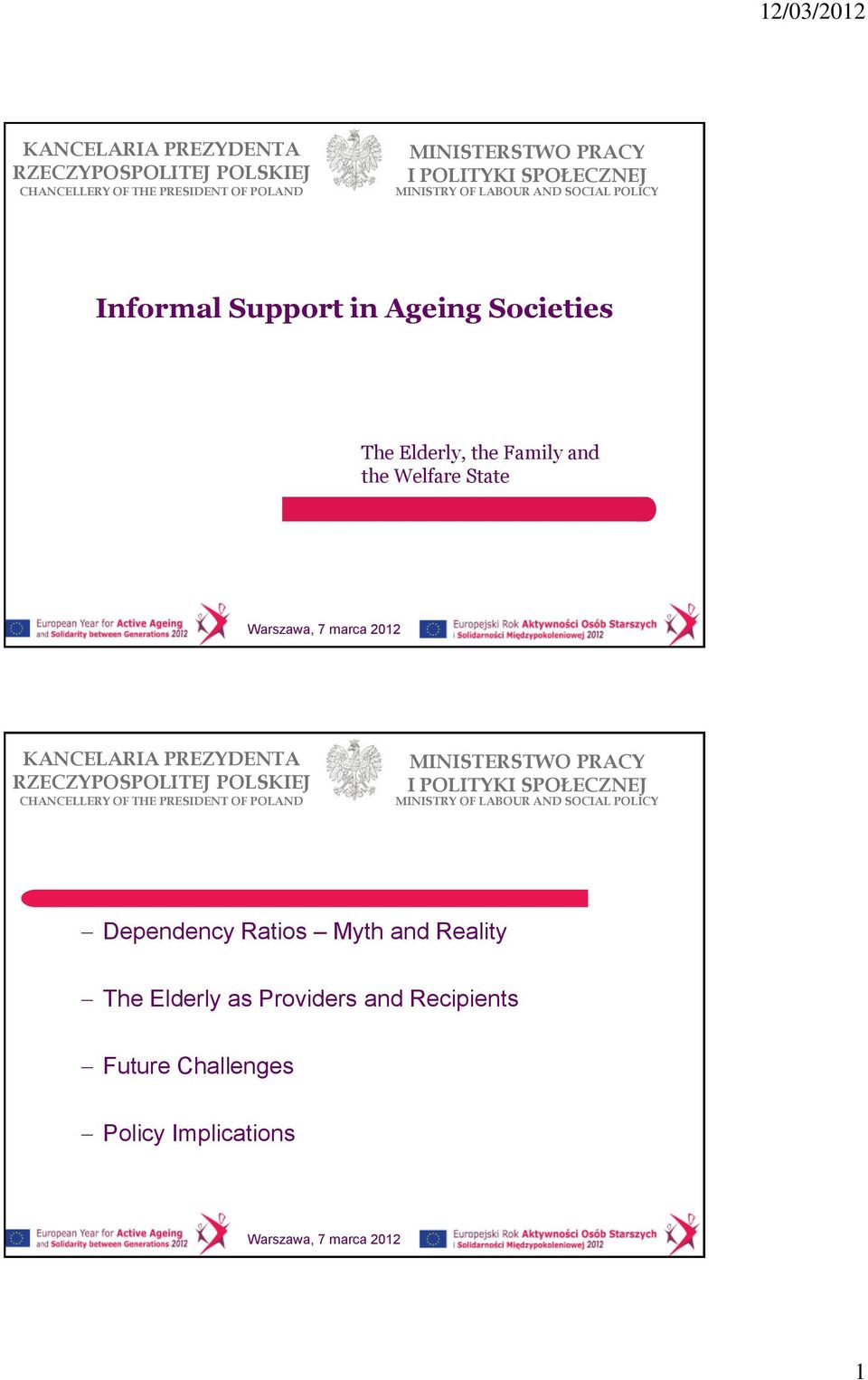 Ratios Myth and Reality The Elderly as Providers
