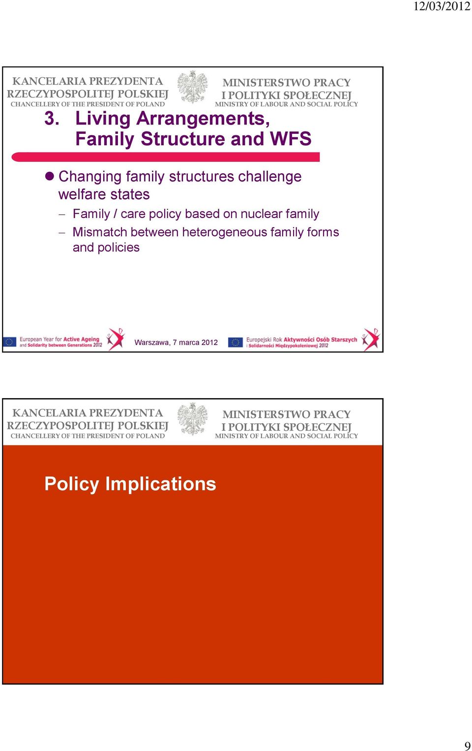 Family / care policy based on nuclear family Mismatch