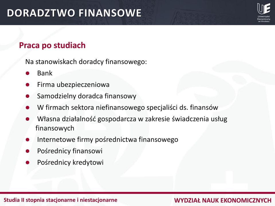 finansów Własna działalność gospodarcza w zakresie świadczenia usług finansowych