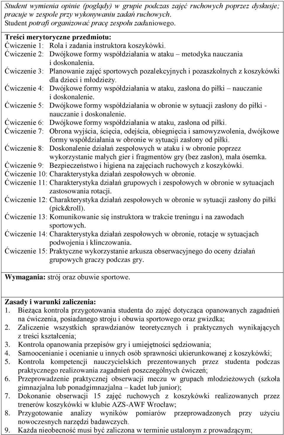 Ćwiczenie 3: Planowanie zajęć sportowych pozalekcyjnych i pozaszkolnych z koszykówki dla dzieci i młodzieży.