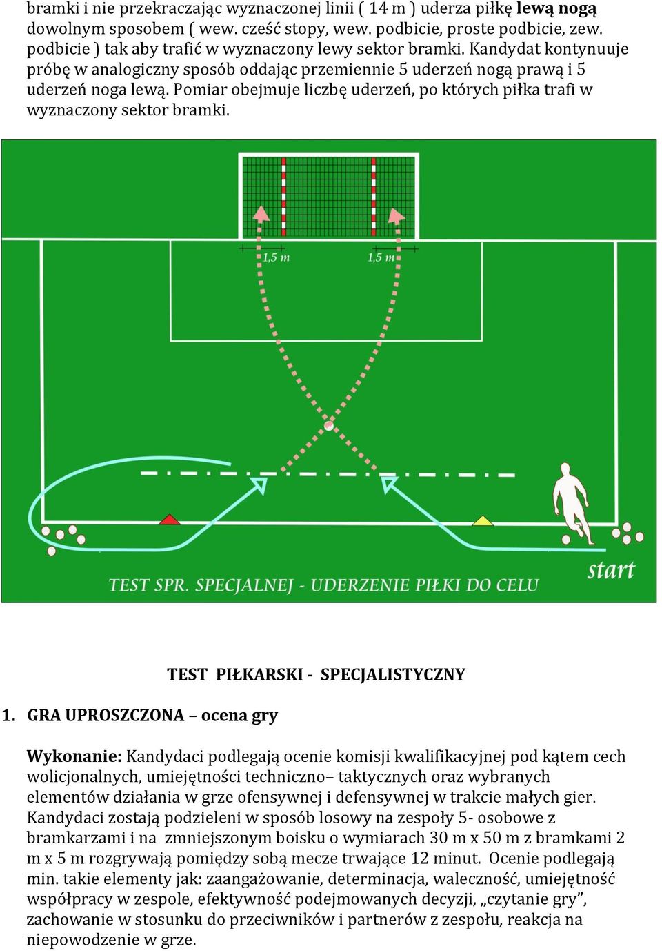 Pomiar obejmuje liczbę uderzeń, po których piłka trafi w wyznaczony sektor bramki. 1.