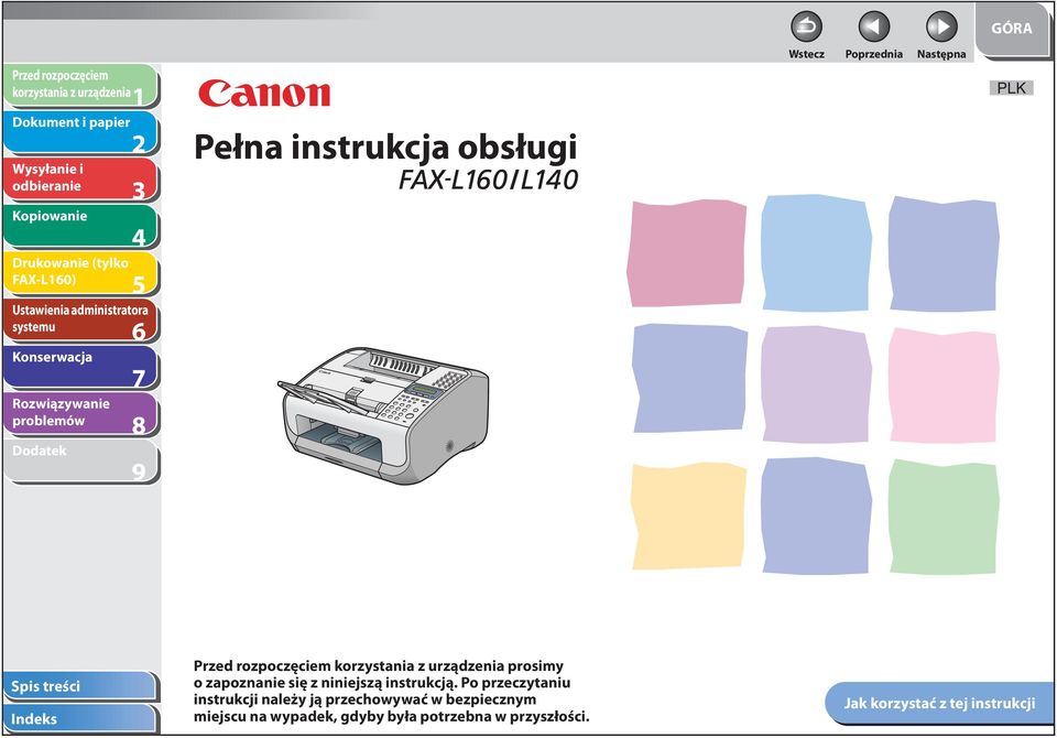 o przeczytaniu instrukcji należy ją przechowywać w