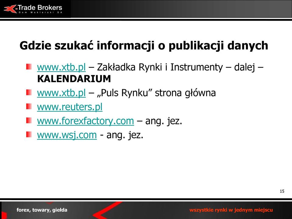 www.xtb.pl Puls Rynku strona główna www.reuters.