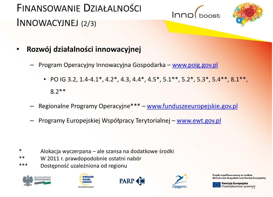 2** Regionalne Programy Operacyjne*** www.funduszeeuropejskie.gov.pl Programy Europejskiej Współpracy Terytorialnej www.