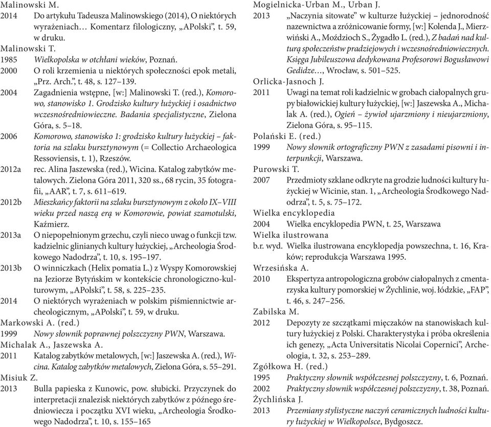Grodzisko kultury łużyckiej i osadnictwo wczesnośredniowieczne. Badania specjalistyczne, Zielona Góra, s. 5 18.