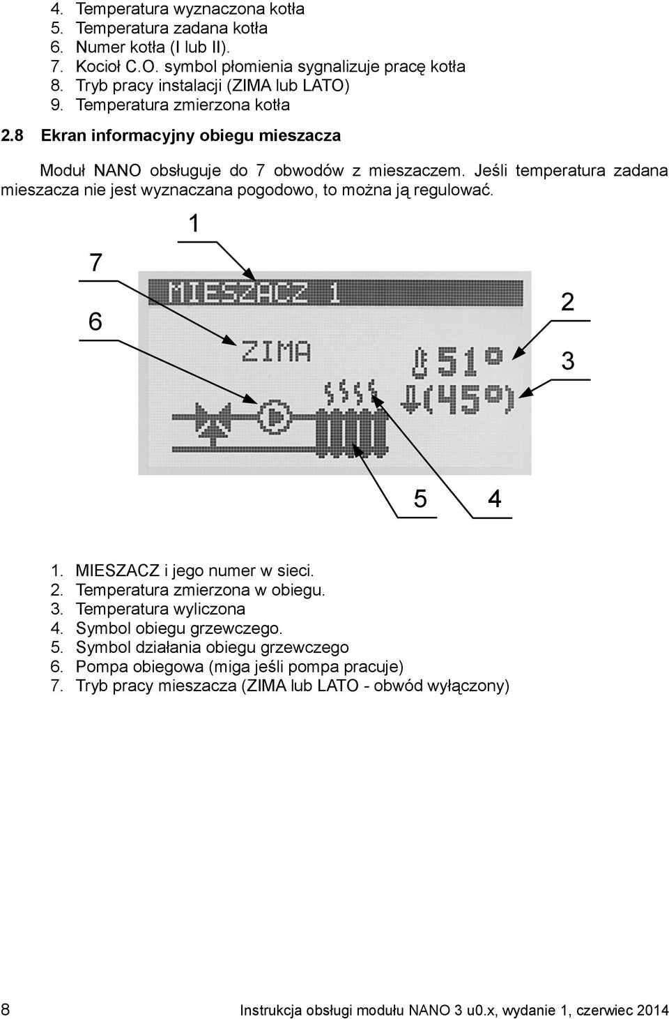 7 obwodów z mieszaczem. Jeśli temperatura zadana mieszacza nie jest wyznaczana pogodowo, to można ją regulować. 1 7 2 6 3 5 1. 2. 3. 4. 5. 6. 7. 8 4 MIESZACZ i jego numer w sieci.