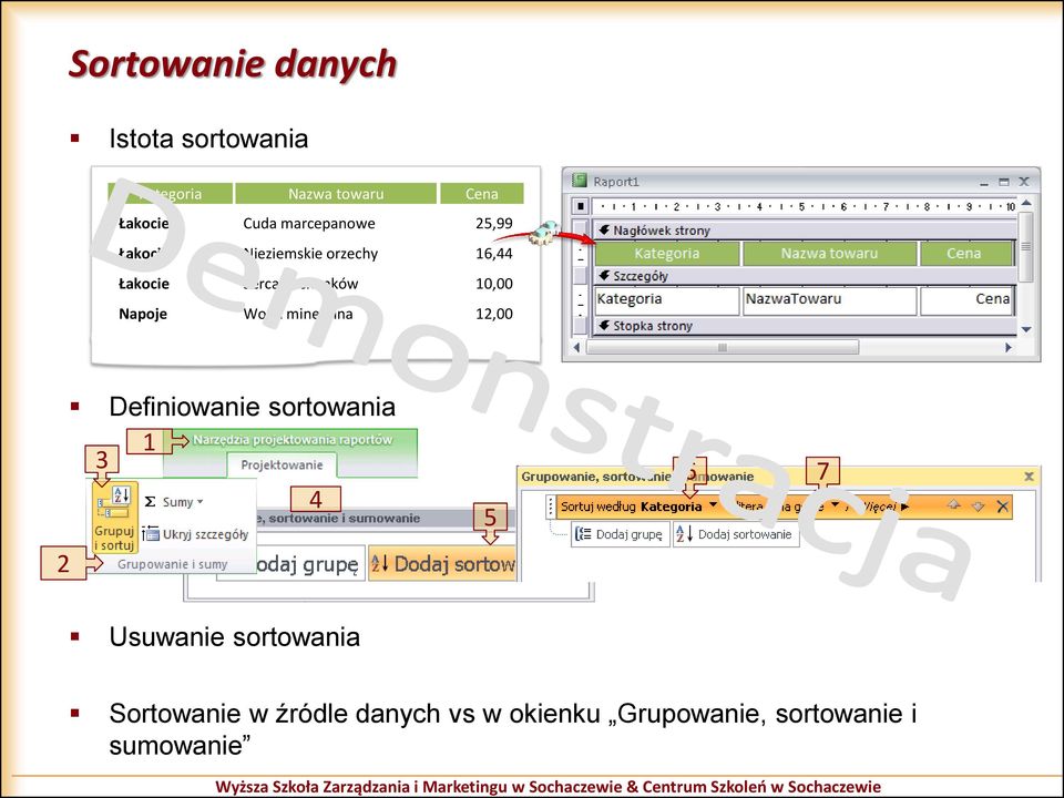 10,00 Napoje Woda mineralna 12,00 Definiowanie sortowania 1 3 4 2 5 6 7