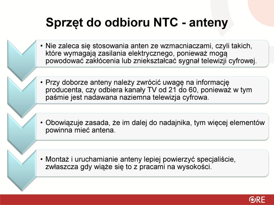 Przy doborze anteny należy zwrócić uwagę na informację producenta, czy odbiera kanały TV od 21 do 60, ponieważ w tym paśmie jest nadawana