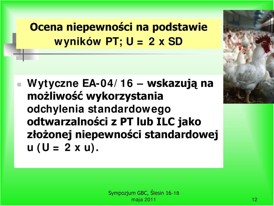 odchylenia standardowego odtwarzalności z PT lub ILC