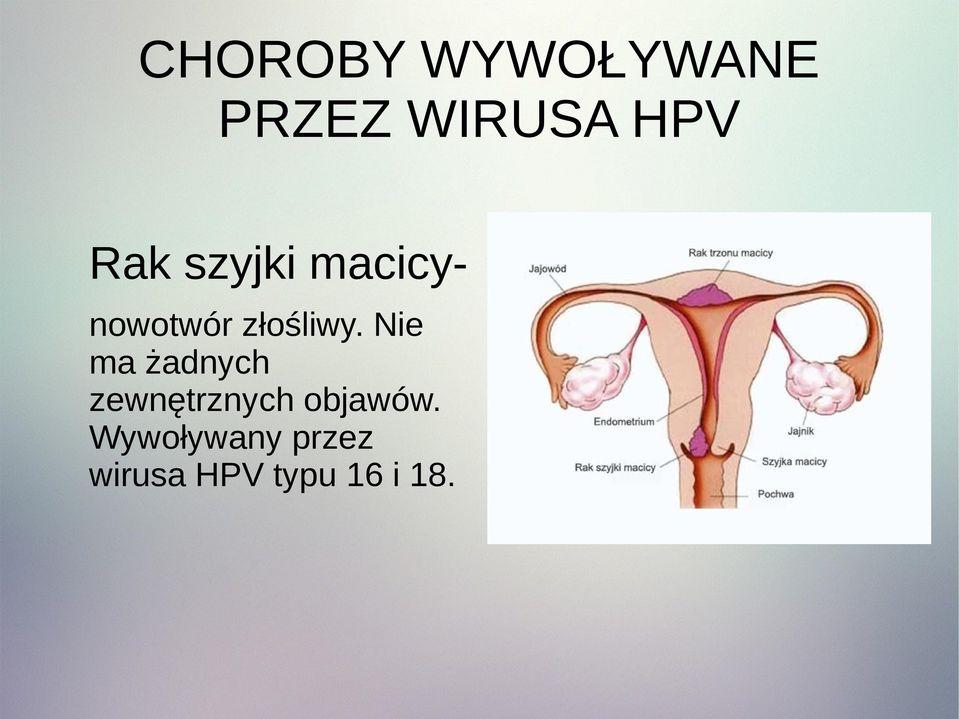 Nie ma żadnych zewnętrznych objawów.