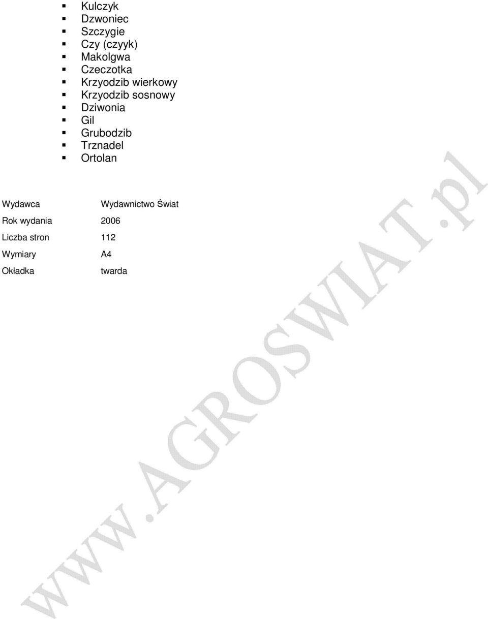 Dziwonia Gil Grubodzib Trznadel Ortolan Wydawca