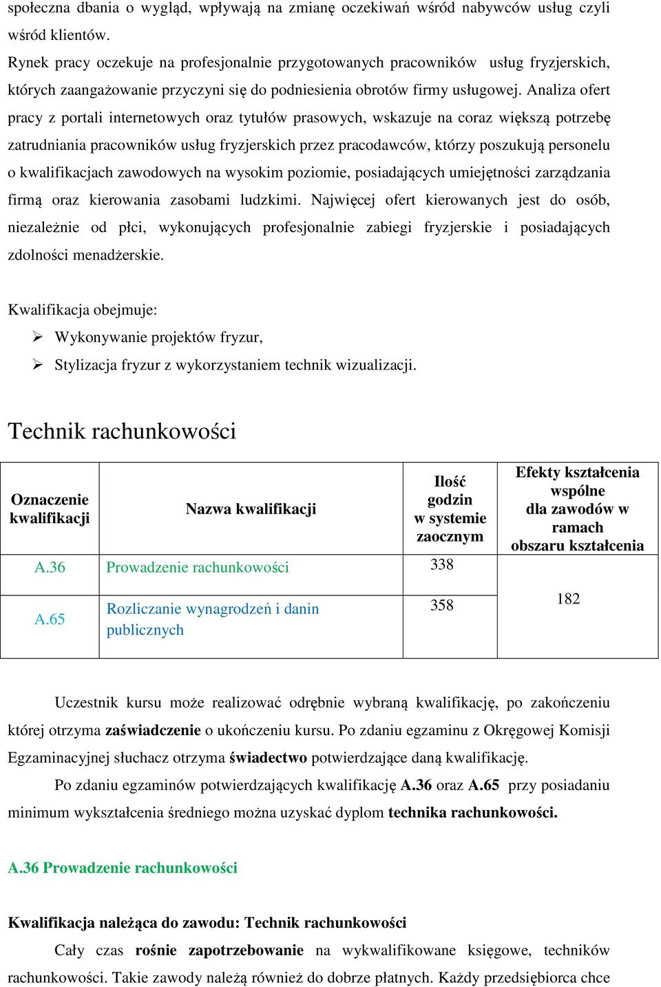 Analiza ofert pracy z portali internetowych oraz tytułów prasowych, wskazuje na coraz większą potrzebę zatrudniania pracowników usług fryzjerskich przez pracodawców, którzy poszukują personelu o