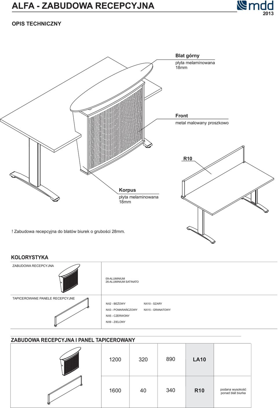 SATINATO TAPICEROWANE PANELE RECEPCYJNE NX2 - BEŻOWY NX3 - POMARAŃCZOWY NX5 - CZERWONY NX9 - ZIELONY NX10 -