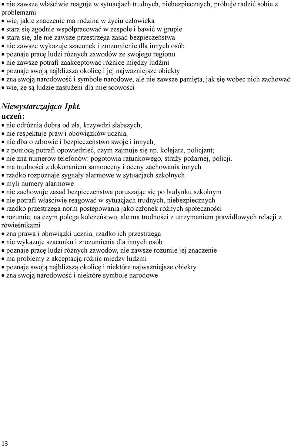 potrafi zaakceptować różnice między ludźmi poznaje swoją najbliższą okolicę i jej najważniejsze obiekty zna swoją narodowość i symbole narodowe, ale nie zawsze pamięta, jak się wobec nich zachować