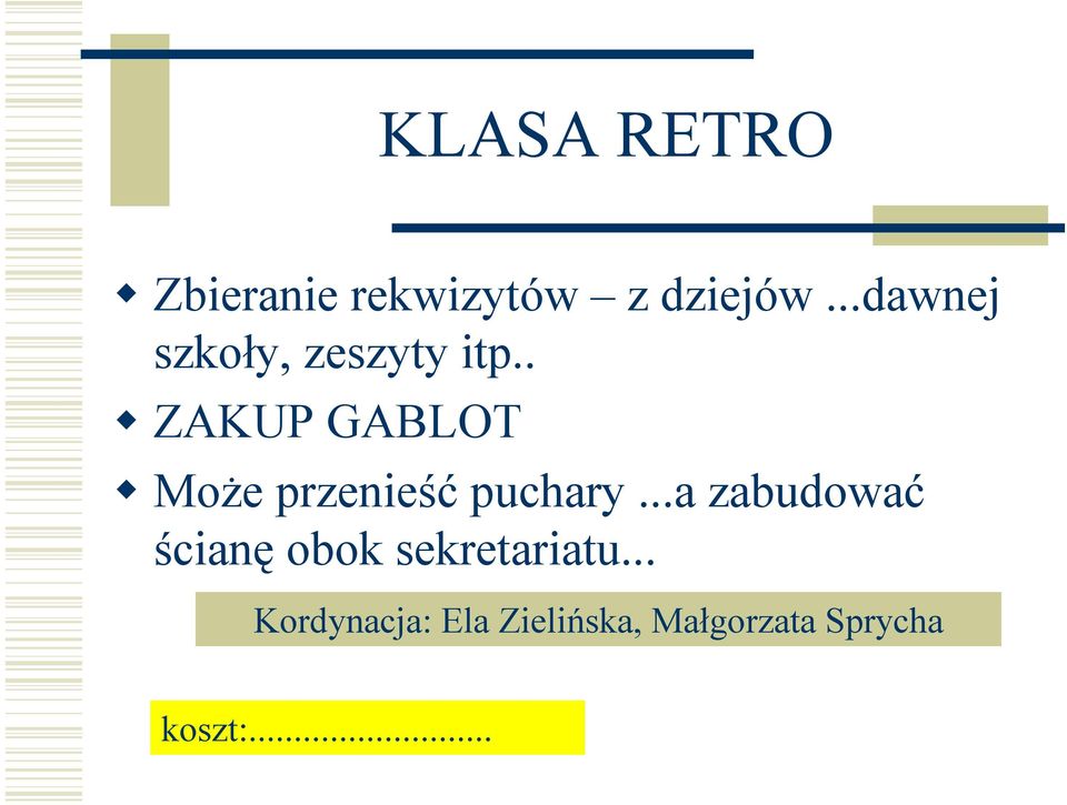 . ZAKUP GABLOT Może przenieść puchary.