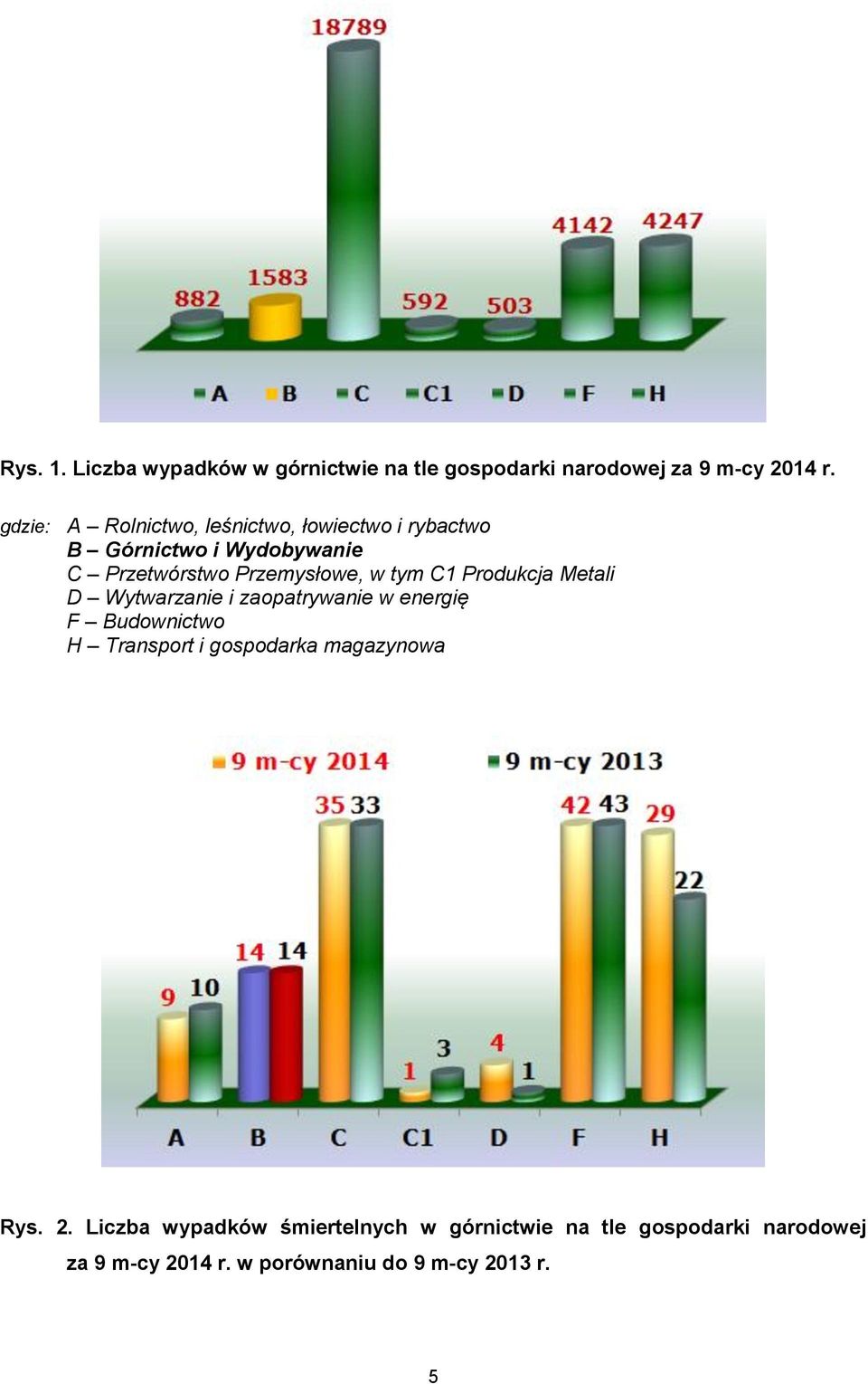 tym C1 Produkcja Metali D Wytwarzanie i zaopatrywanie w energię F Budownictwo H Transport i gospodarka