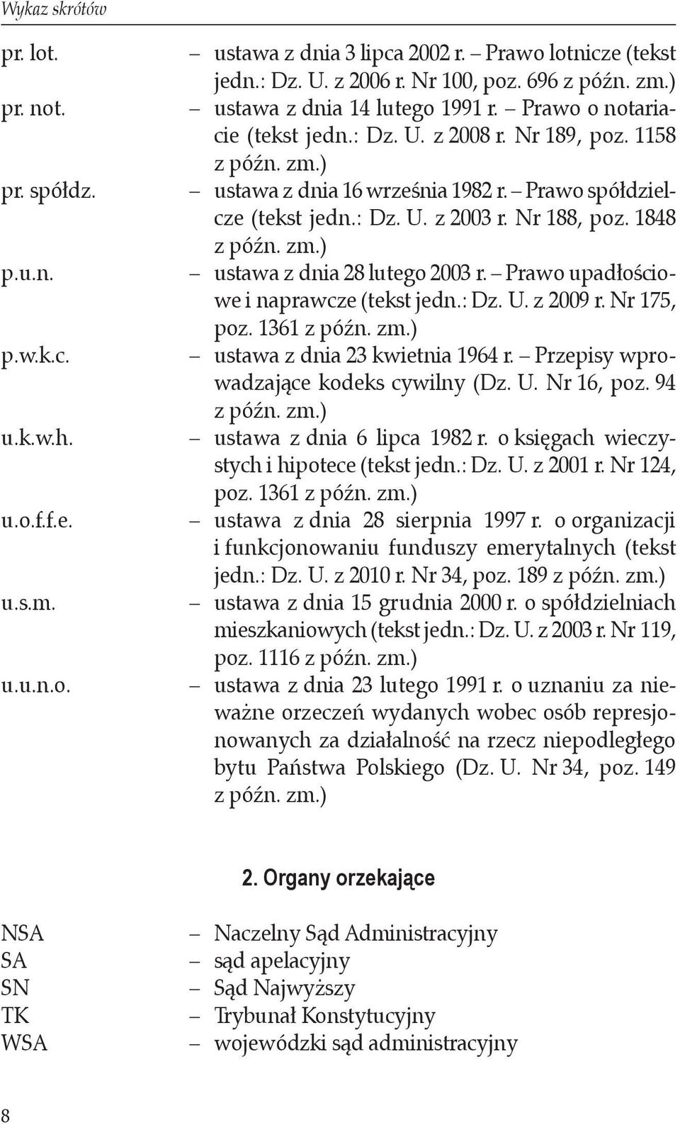 Nr 188, poz. 1848 z późn. zm.) ustawa z dnia 28 lutego 2003 r. Prawo upadłościowe i naprawcze (tekst jedn.: Dz. U. z 2009 r. Nr 175, poz. 1361 z późn. zm.) ustawa z dnia 23 kwietnia 1964 r.