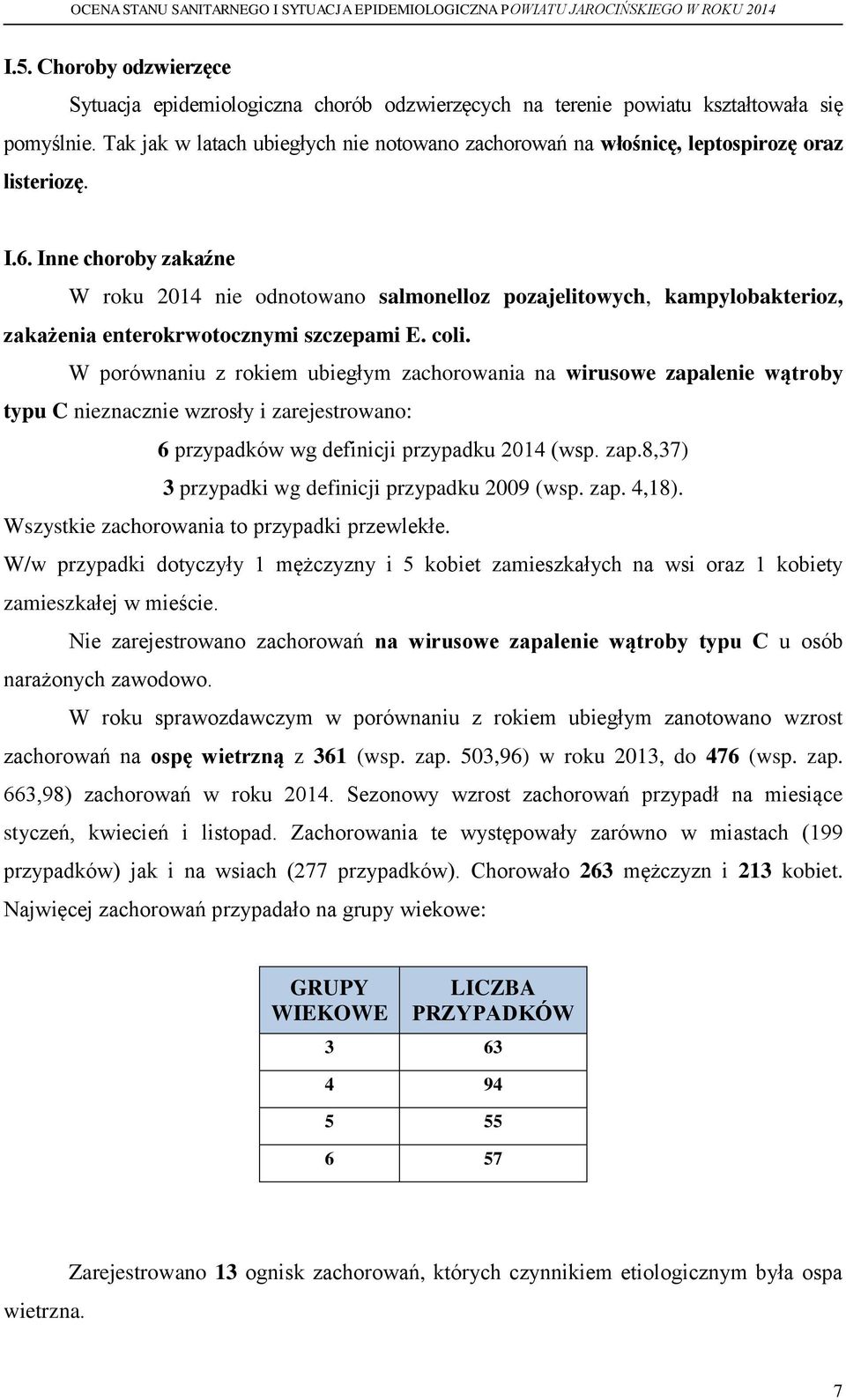 Inne choroby zakaźne W roku 2014 nie odnotowano salmonelloz pozajelitowych, kampylobakterioz, zakażenia enterokrwotocznymi szczepami E. coli.