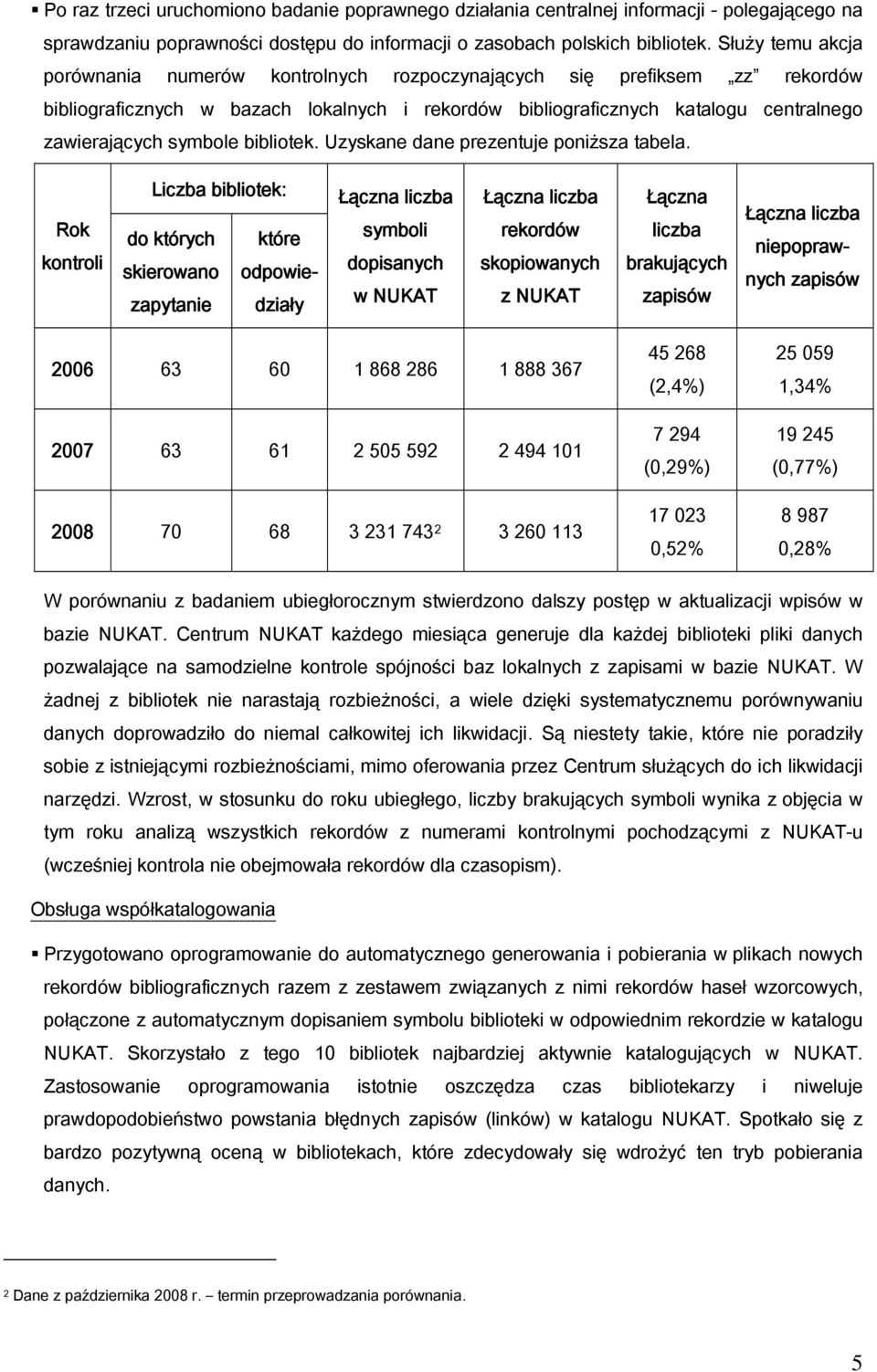 bibliotek. Uzyskane dane prezentuje poniższa tabela.