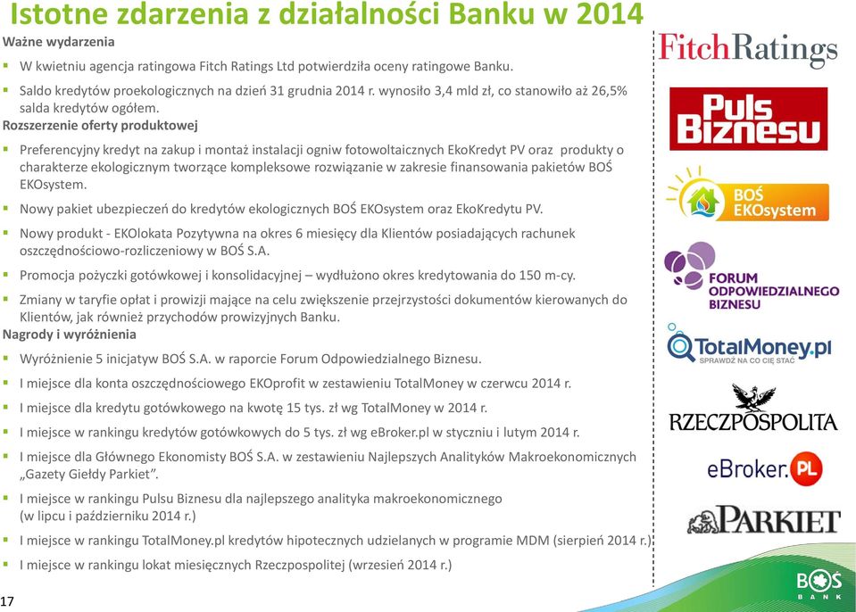 Rozszerzenie oferty produktowej Preferencyjny kredyt na zakup i montaż instalacji ogniw fotowoltaicznych EkoKredyt PV oraz produkty o charakterze ekologicznym tworzące kompleksowe rozwiązanie w