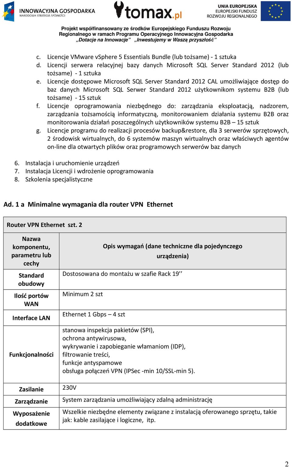 Licencje oprogramowania niezbędnego do: zarządzania eksploatacją, nadzorem, zarządzania tożsamością informatyczną, monitorowaniem działania systemu B2B oraz monitorowania działań poszczególnych