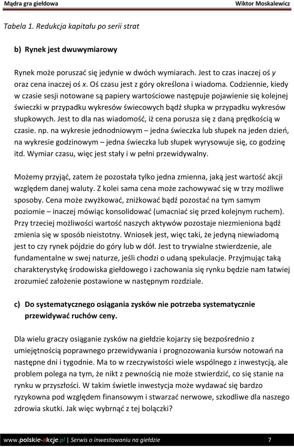 Codziennie, kiedy w czasie sesji notowane są papiery wartościowe następuje pojawienie się kolejnej świeczki w przypadku wykresów świecowych bądź słupka w przypadku wykresów słupkowych.