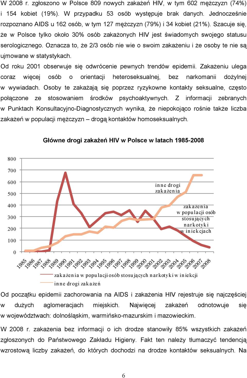 Oznacza to, że 2/3 osób nie wie o swoim zakażeniu i że osoby te nie są ujmowane w statystykach. Od roku 2001 obserwuje się odwrócenie pewnych trendów epidemii.