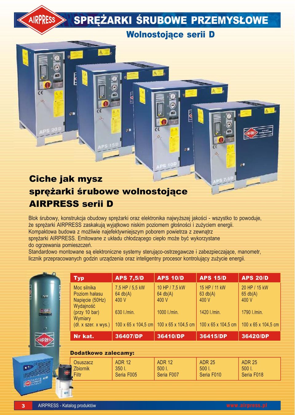 Kompaktowa budowa z mo liwie najefektywniejszym poborem powietrza z zewn¹trz sprê arki AIRPRESS. Emitowane z uk³adu ch³odz¹cego ciep³o mo e byæ wykorzystane do ogrzewania pomieszczeñ.