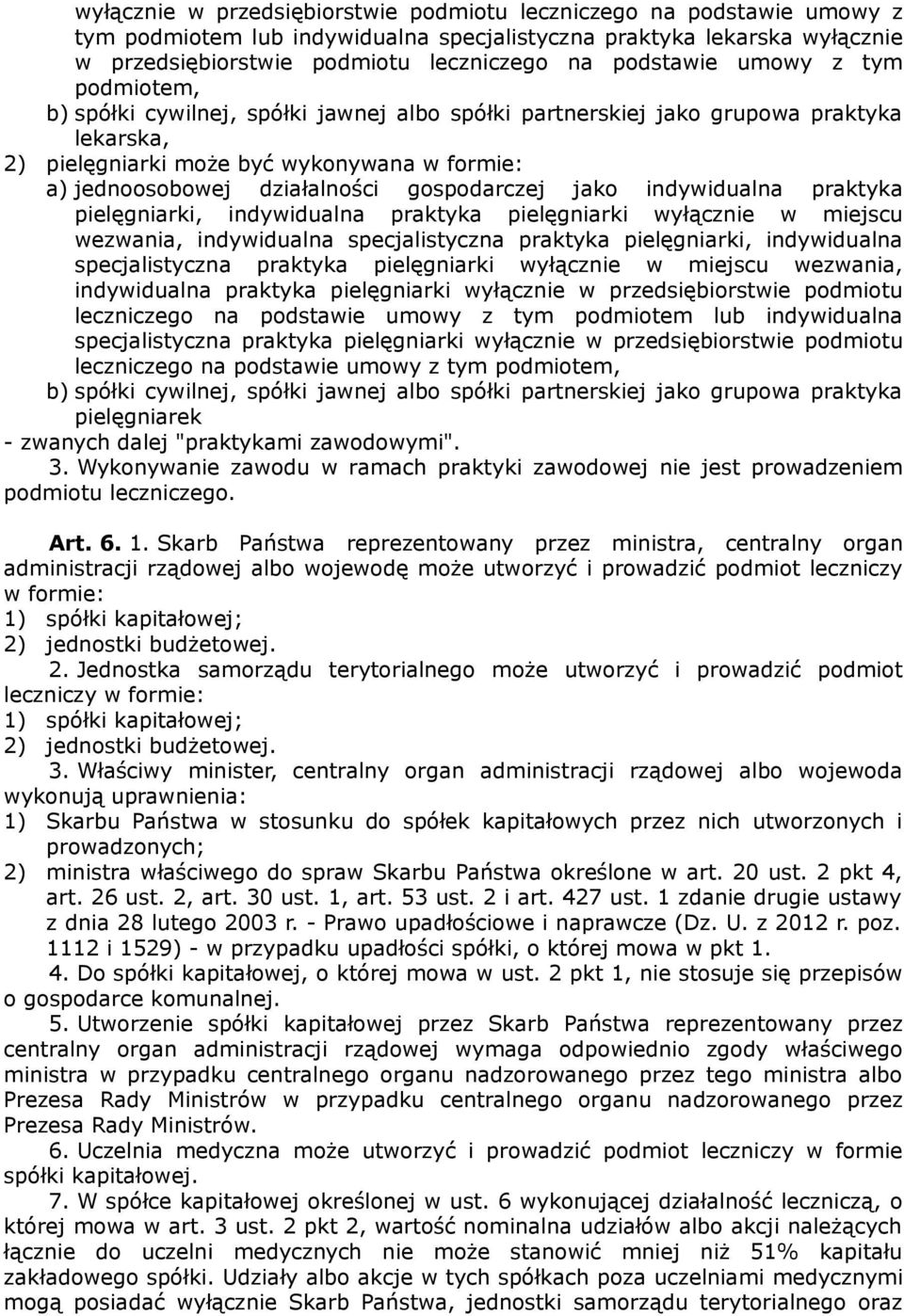 gospodarczej jako indywidualna praktyka pielęgniarki, indywidualna praktyka pielęgniarki wyłącznie w miejscu wezwania, indywidualna specjalistyczna praktyka pielęgniarki, indywidualna specjalistyczna