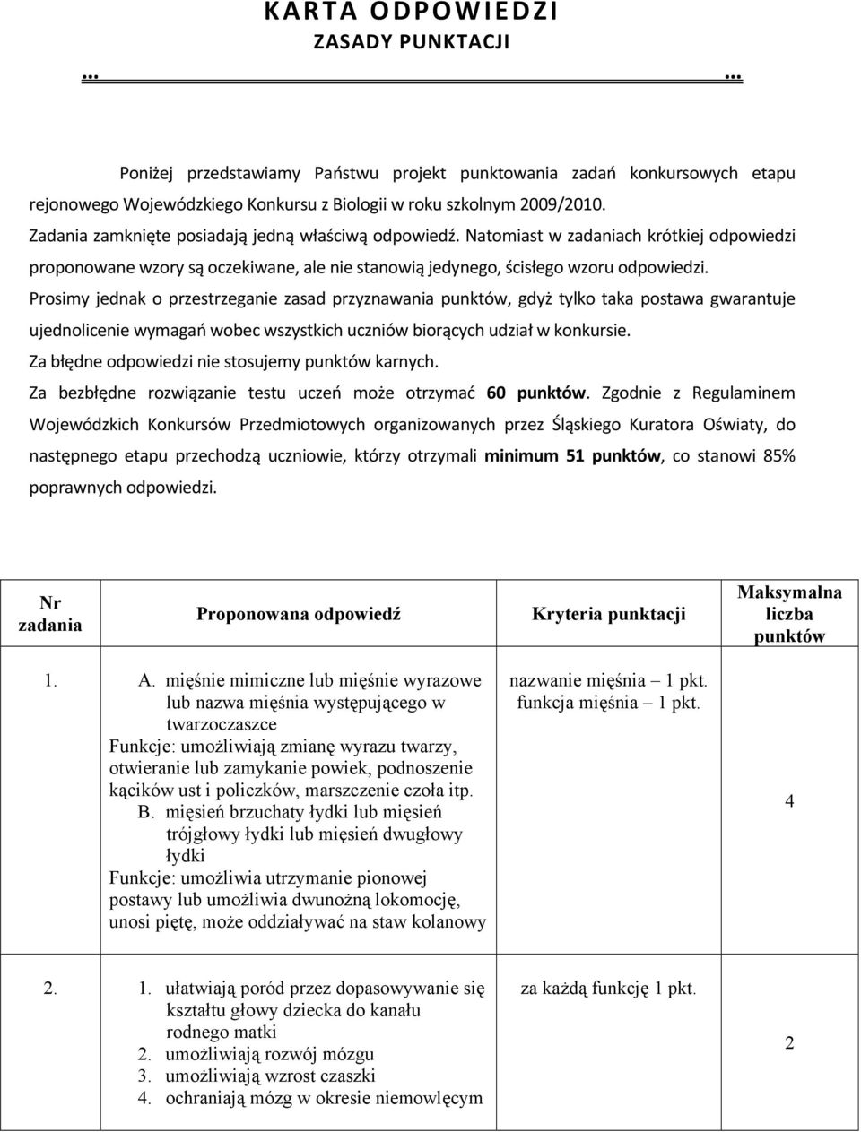 Prosimy jednak o przestrzeganie zasad przyznawania punktów, gdyż tylko taka postawa gwarantuje ujednolicenie wymagań wobec wszystkich uczniów biorących udział w konkursie.