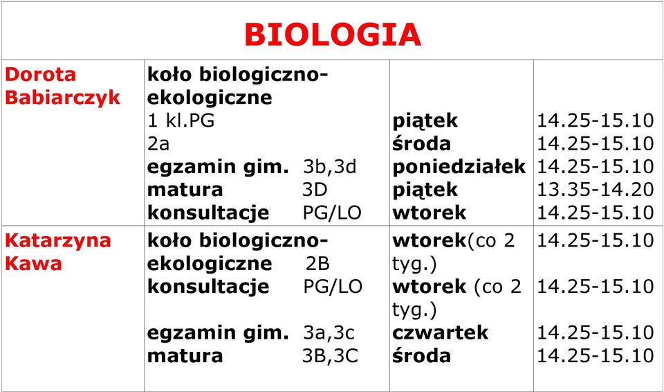 3b,3d matura 3D konsultacje PG/LO koło