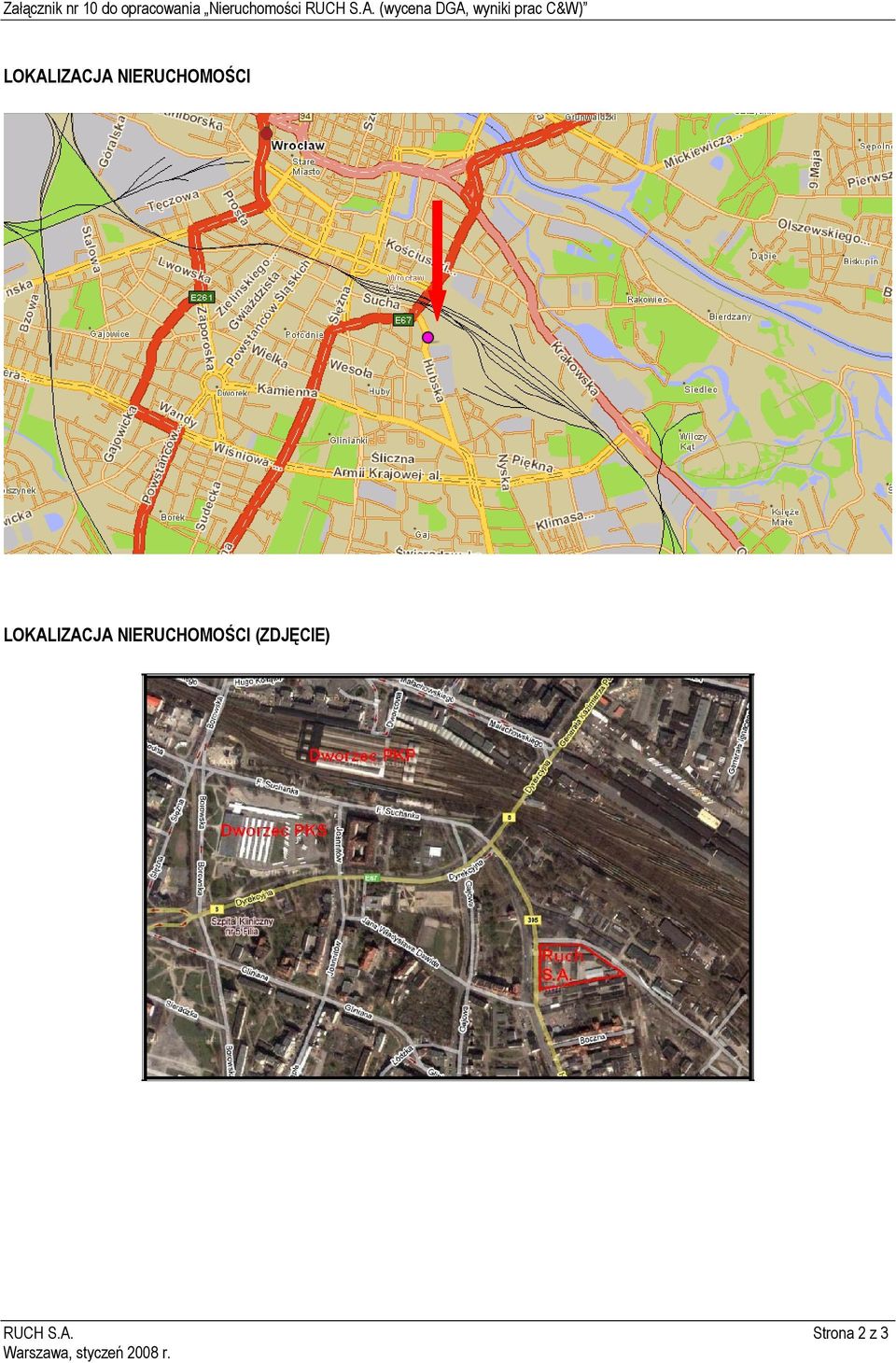 (wycena DGA, wyniki prac C&W) LOKALIZACJA