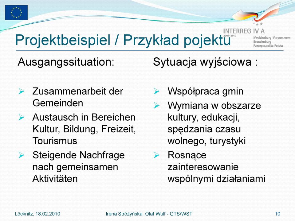 gemeinsamen Aktivitäten Współpraca gmin Wymiana w obszarze kultury, edukacji, spędzania czasu wolnego,