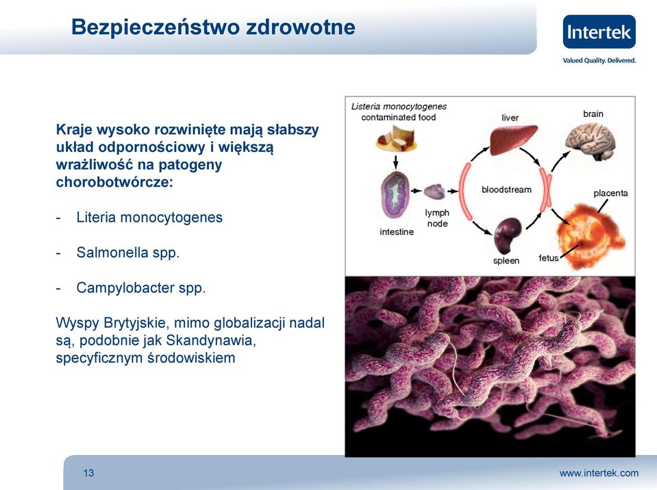 monocytogenes - Salmonella spp. - Campylobacter spp.