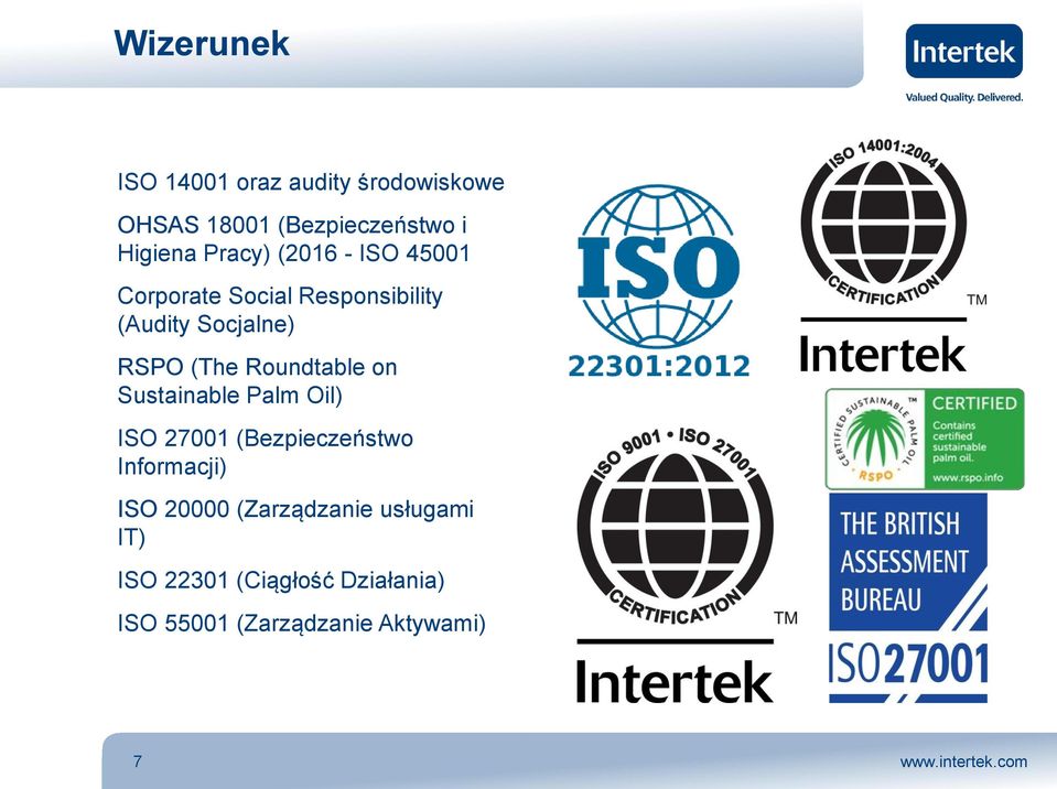 Roundtable on Sustainable Palm Oil) ISO 27001 (Bezpieczeństwo Informacji) ISO 20000