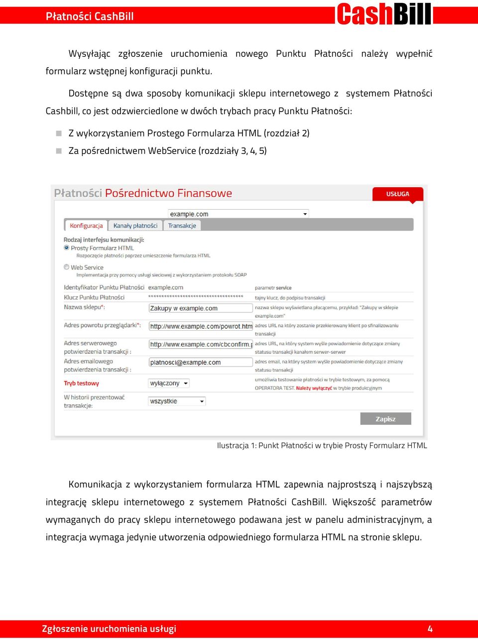 (rozdział 2) Za pośrednictwem WebService (rozdziały 3, 4, 5) Ilustracja 1: Punkt Płatności w trybie Prosty Formularz HTML Komunikacja z wykorzystaniem formularza HTML zapewnia najprostszą i