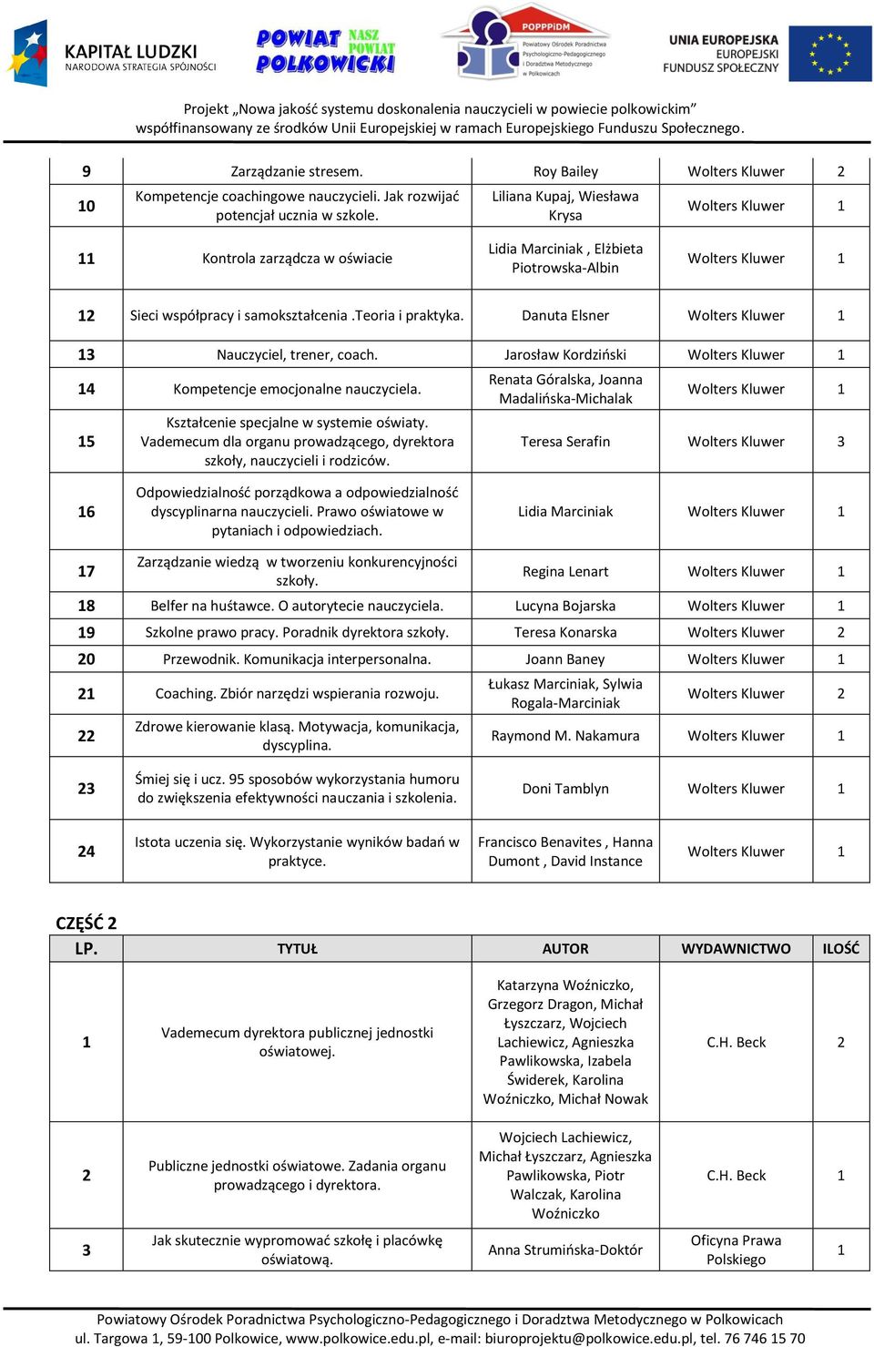 Danuta Elsner Wolters Kluwer 3 Nauczyciel, trener, coach. Jarosław Kordziński Wolters Kluwer 4 Kompetencje emocjonalne nauczyciela. 5 Kształcenie specjalne w systemie oświaty.
