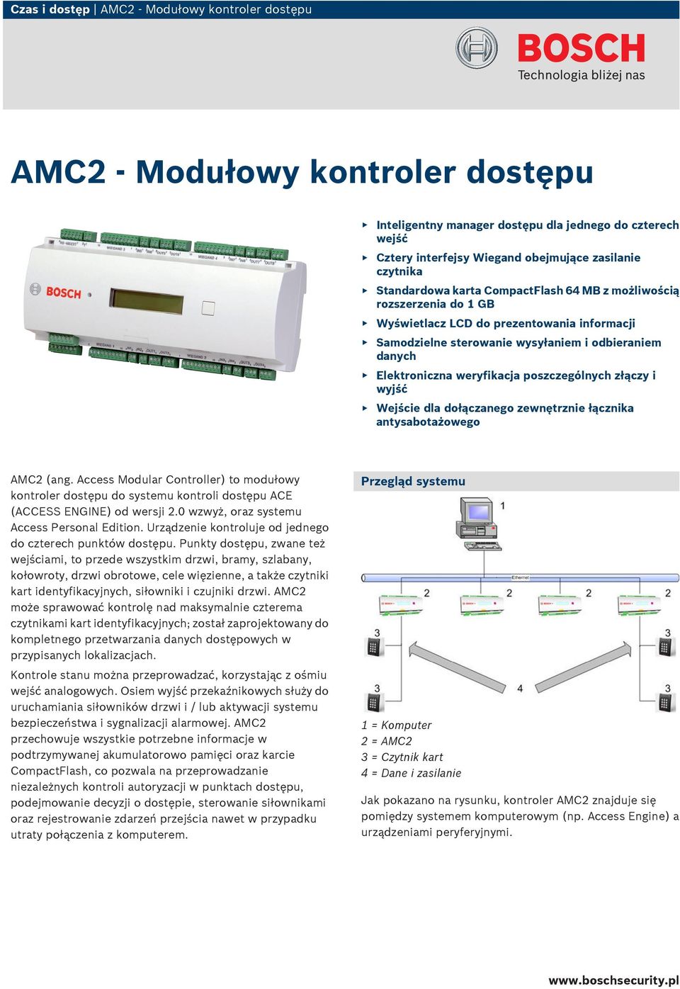 poszczególnych złączy i wyjść Wejście dla dołączanego zewnętrznie łącznika antysabotażowego AMC2 (ang.
