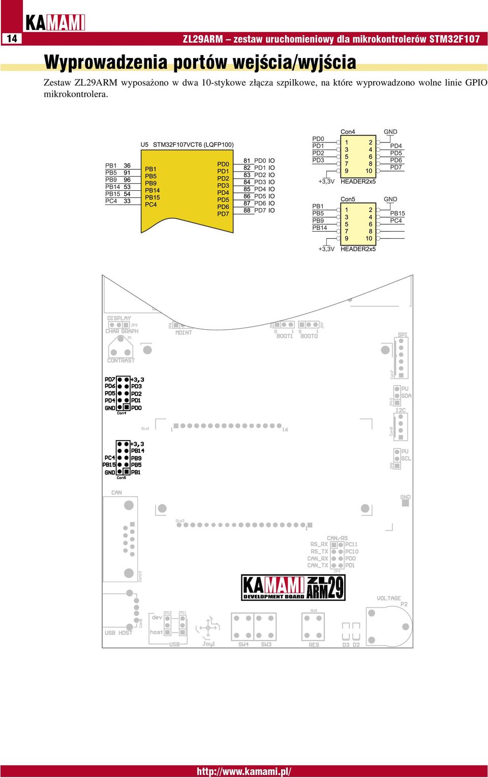 ZL29ARM wyposażono w dwa 10-stykowe złącza szpilkowe,