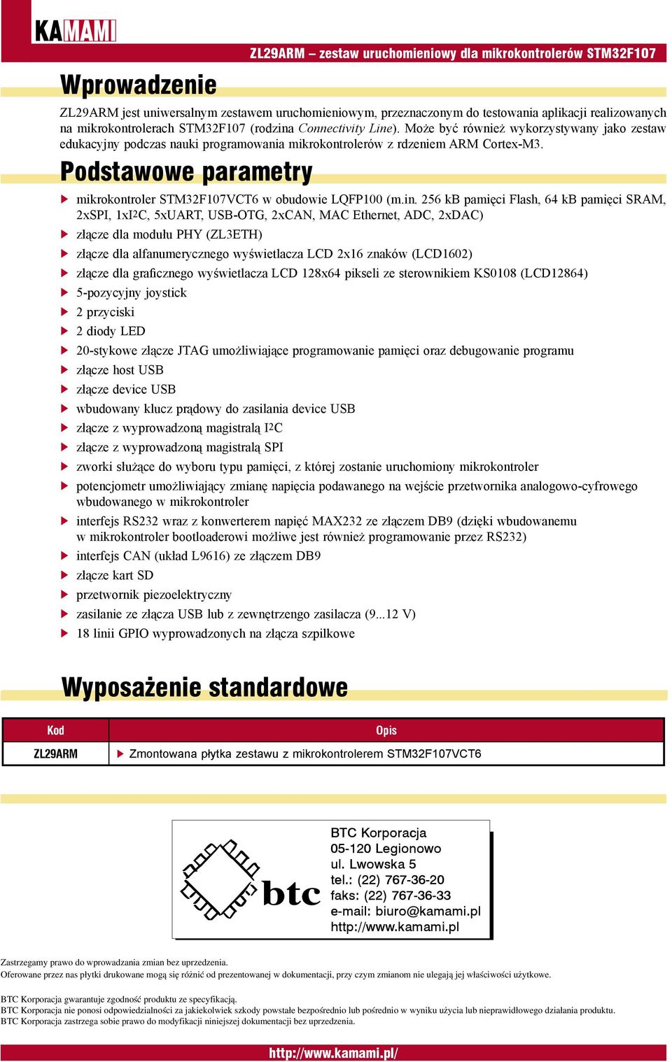 Podstawowe parametry mikrokontroler STM32F107VCT6 w obudowie LQFP100 (m.in.