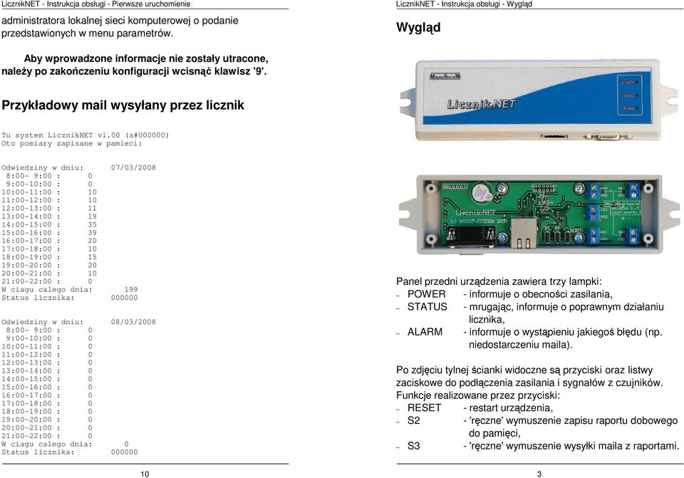 Przykładowy mail wysyłany przez licznik Tu system LicznikNET v1.