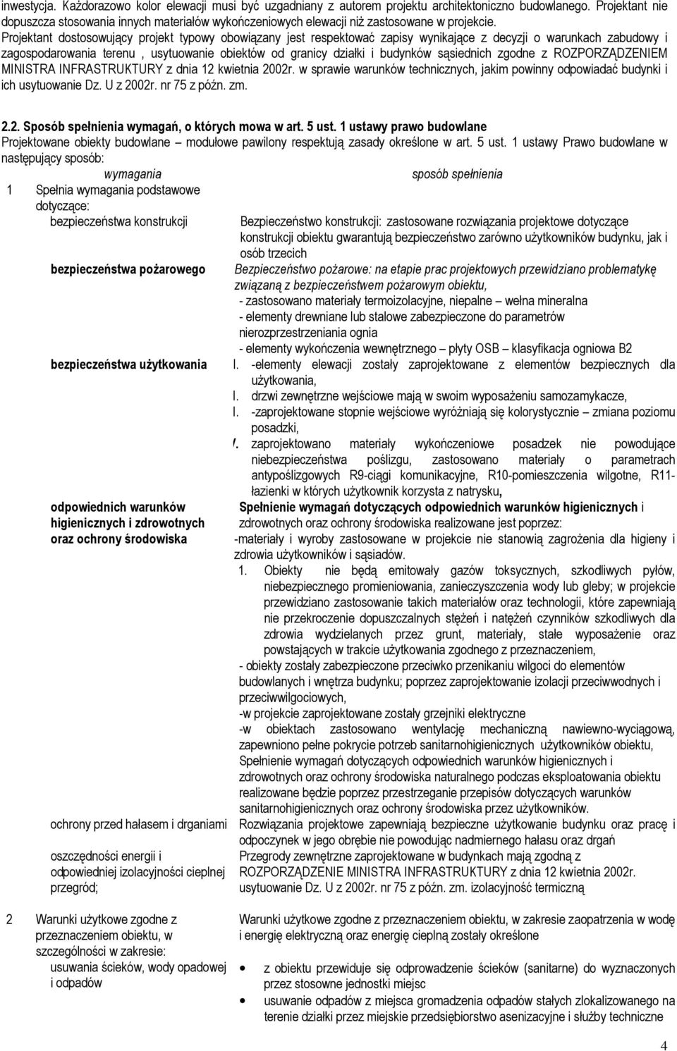 Projektant dostosowujący projekt typowy obowiązany jest respektować zapisy wynikające z decyzji o warunkach zabudowy i zagospodarowania terenu, usytuowanie obiektów od granicy działki i budynków